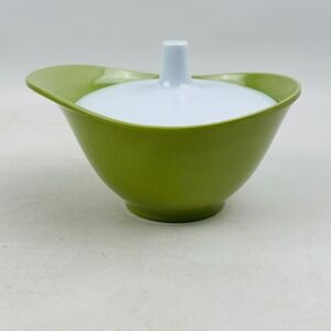 Vintage Texasware Avocado Green Melamine Sugar Bowl with White Lid 152 G